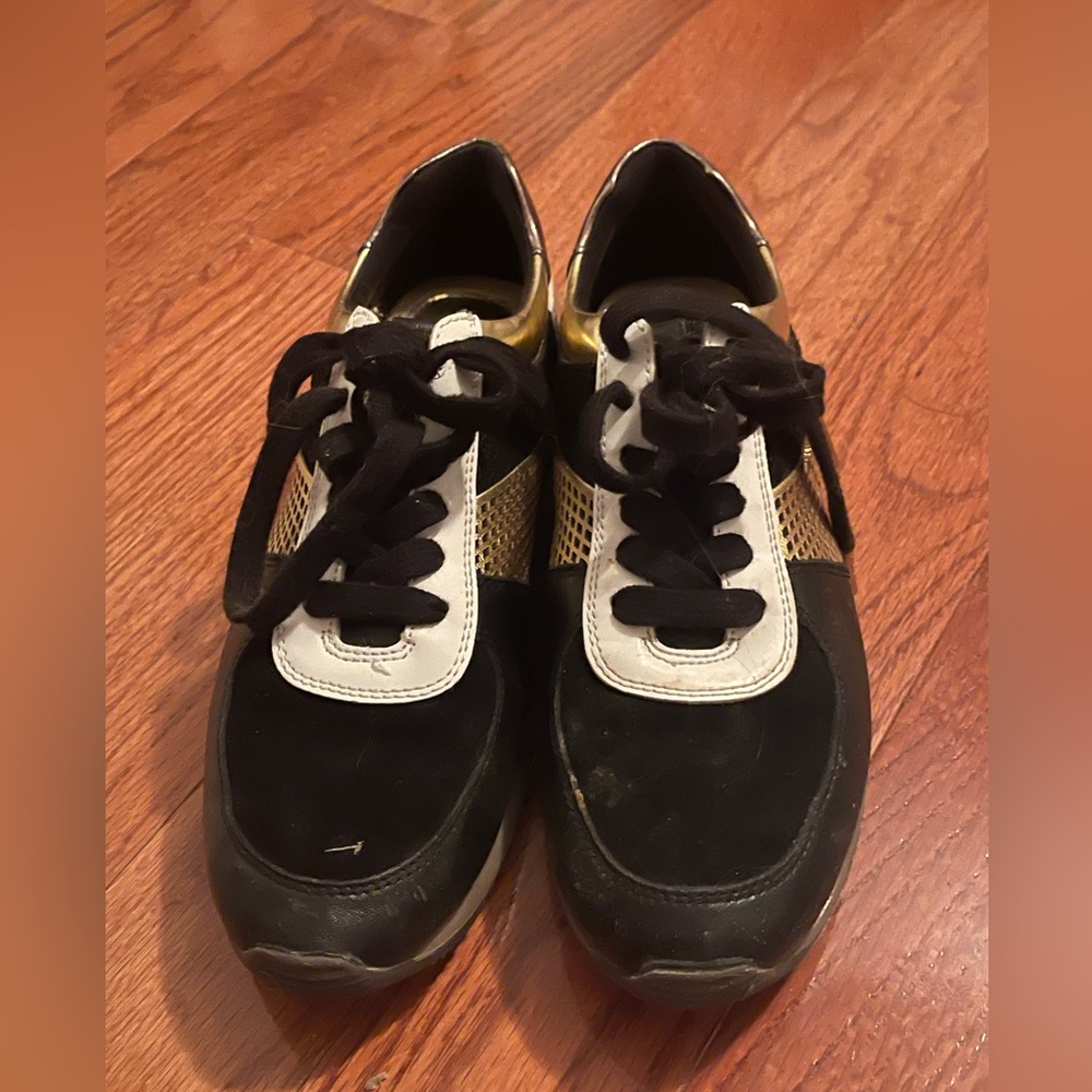 Micheal Kors Black and Gold Sneakers - Picture 2 of 6